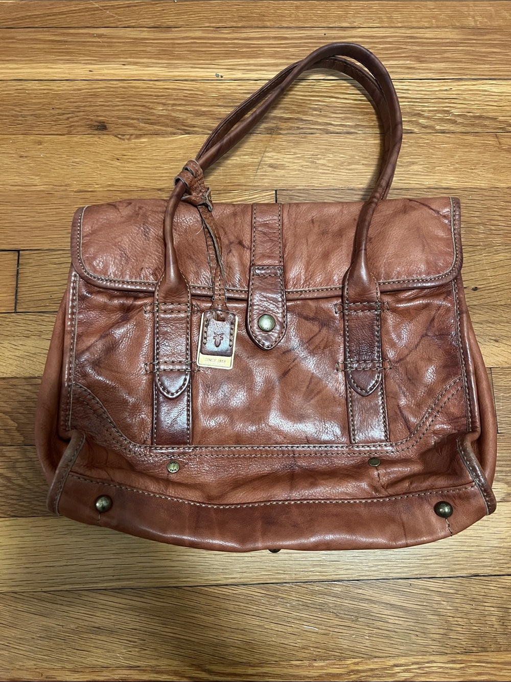 Frye Cognac Brown Leather Satchel